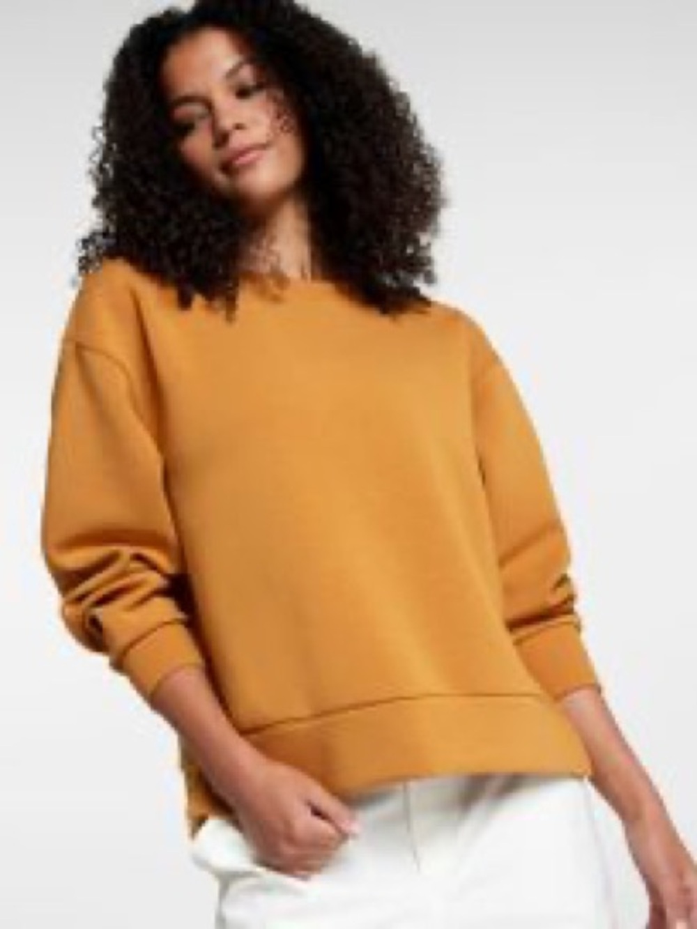Calia by Carrie Underwood Scuba side slit Crewneck Sweatshirt pumpkin